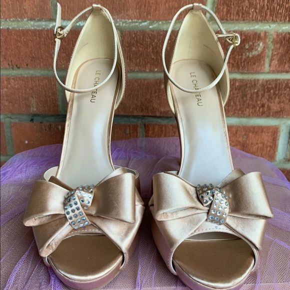 NIB ⭐️Platform Satin Embellished Heel Sandals - Picture 4 of 5